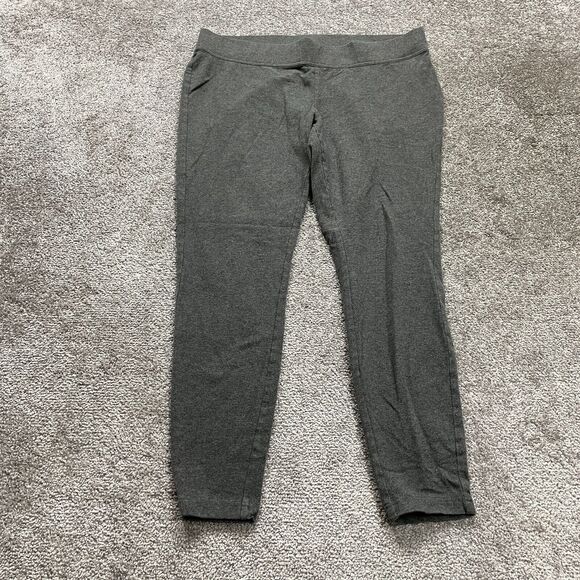 Lands' End Active Leggings Womens Large Gray Solid Stretch Athletic Gym 36x27 - Picture 1 of 13
